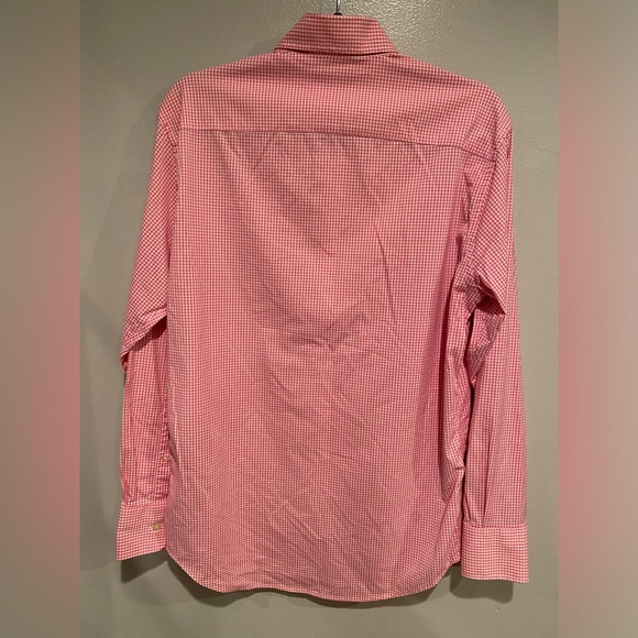 Peter Millar Summer Comfort Shirt Mens Medium Check Performance Stretch Pink - Picture 3 of 9